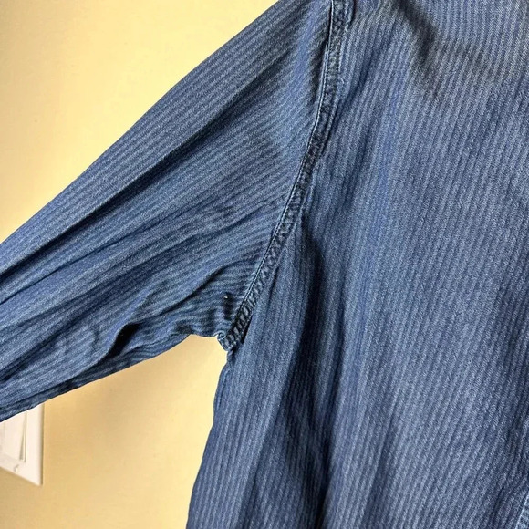 GOODFELLOW & CO. Blue Grey Stripe Button Up Button Down Long Sleeve Shirt Size L - Picture 6 of 10